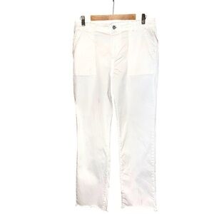 Pilcro Cream/Ivory cotton Lycocell stretch blend pants frayed hem OBI794905